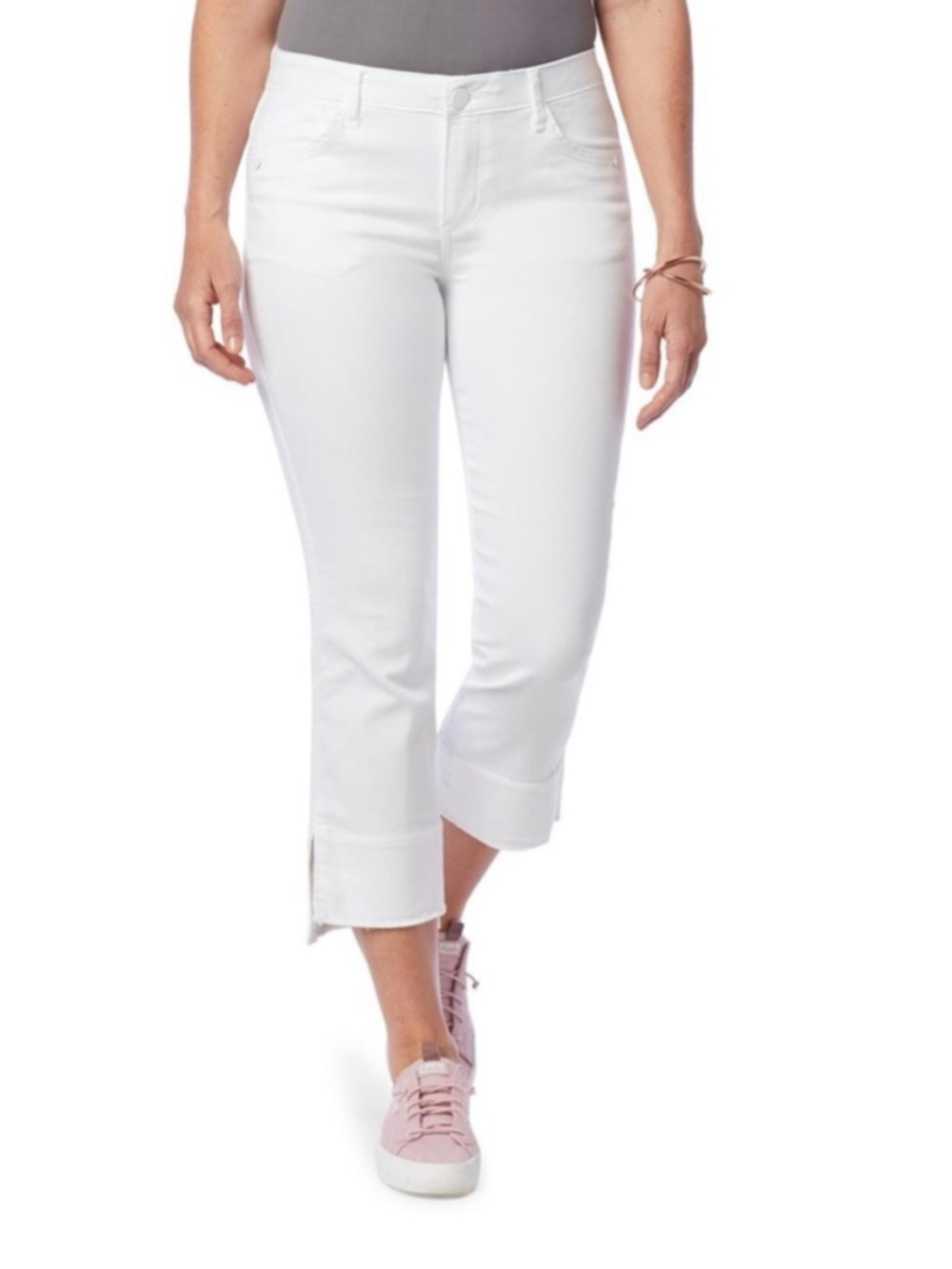 NWT Democracy Ab'solution White Kick Flare Jeans Size 18W Cropped Raw Hem